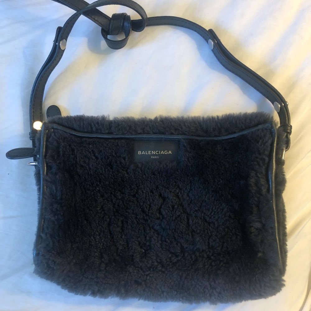 Balenciaga black fuzzy Clutch
